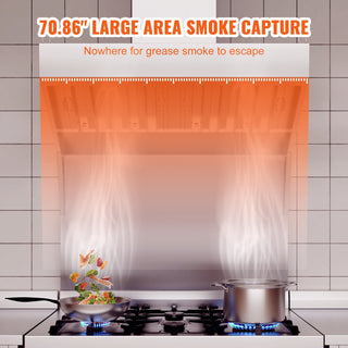 Sunvega 6FT Commercial Exhaust Hood with 3 Removable U-Shaped Grid Oil Filter Meshes