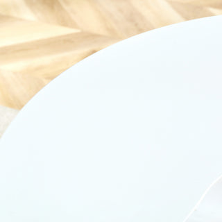 Sunvega White Nordic Style Hourglass-Shaped Round Table with Stable Metal Legs
