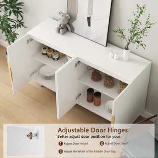 Sunvega Modern Fluted Sideboard with Adjustable Shelves for Living Room Storage