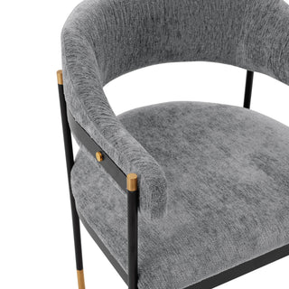 Sunvega Modern Dining Chair with Gold Accents and Luxurious Chenille Upholstery