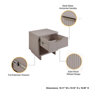 Sunvega Modern Contemporary Glam Nightstand with Gold Steel Handles for Bedroom