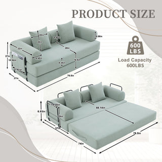 Sunvega Foldable Compressible Sofa with Metal Frame and Cushions for Small Spaces