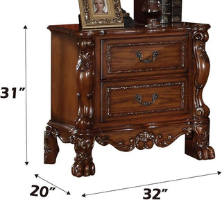 Sunvega Traditional Luxury Nightstand with 2 Drawers in Cherry Oak Finish