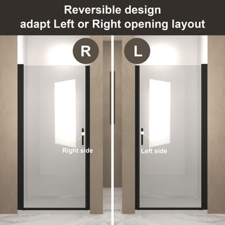 Sunvega 24x72 Inch Brushed Nickel Pivot Shower Door with Half Frame