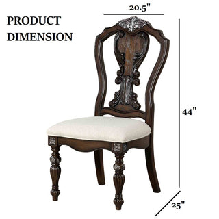 Sunvega Traditional Dark Brown Solid Wood Side Chair with Ornate Corbels