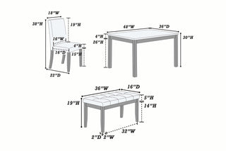 Sunvega 5 Piece Dining Set with Upholstered Chairs Bench and Faux Marble Tabletop