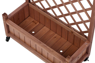 Sunvega Natural Solid Wood Raised Garden Bed with Legs for Outdoor Plants Flowers Fruits Vegetable Herb Growing