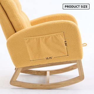 Sunvega Upholstered High Back Rocking Chair with Footrest and Side Storage Pocket