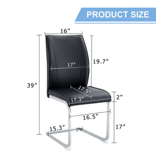 Sunvega PU Dining Chairs with Arched Metal Silver Legs and Crazy Horse Texture in Dark Gray
