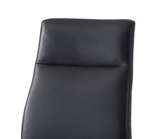 Sunvega Black Leather Walnut Finish Side Chair Set of 2 with Padded Seat