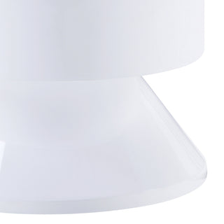 Sunvega White High Gloss Modern Drum Nightstand with Single Drawer for Bedroom