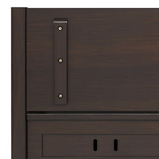 Sunvega Solid Wood Storage Bench with Shelf and Dark Chestnut Brown Stain