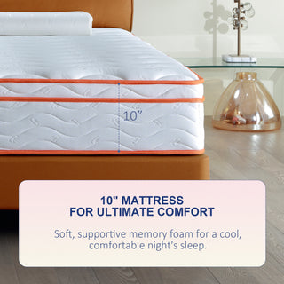 Sunvega King Size 10 Inch Hybrid Mattress with Memory Foam and Pocket Springs