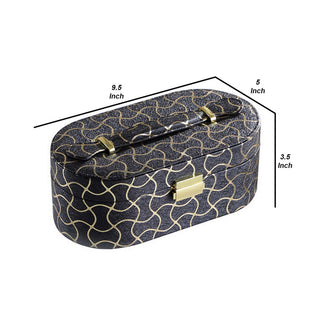 Sunvega Leatherette Travel Jewelry Case with Golden Wavy Pattern