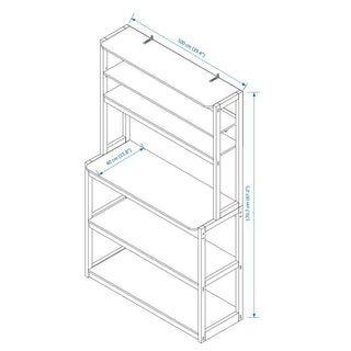 Sunvega 23.62" White and Rustic Brown 5-Tier Bakers Rack with Spacious Storage for Kitchen