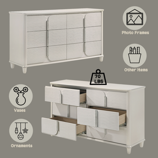Sunvega Sleek Modern Nightstand with Two Spacious Drawers in Pearl White Finish