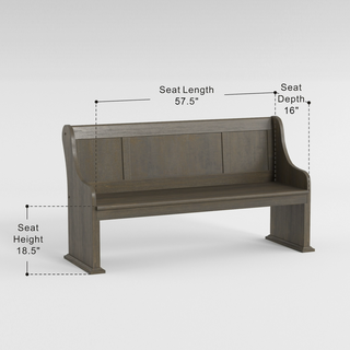 Sunvega Dark Oak Finish Wooden Backrest Bench with Curved Arms for Dining