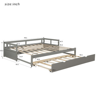 Sunvega Extending Daybed with Trundle for Spontaneous Guests from Twin to King Size