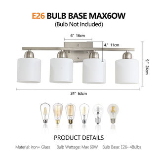 Sunvega Gold Vanity Light Fixture with Milky White Glass Shade for Mirror Bathroom
