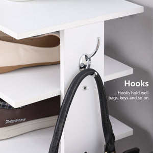 Sunvega 7-Tier Vertical Shoe Storage Organizer with Hooks for Entryway