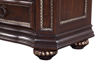 Sunvega Cherry Nightstand with Carved Bun Feet and Velvet Lined Drawer