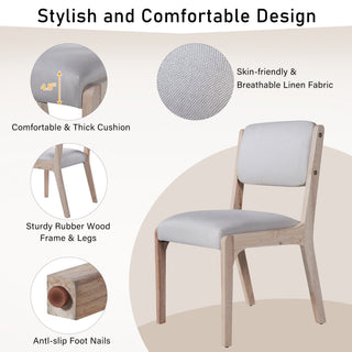 Sunvega Modern Farmhouse PU Dining Chairs with Thick Padded Seat and Solid Wood Legs