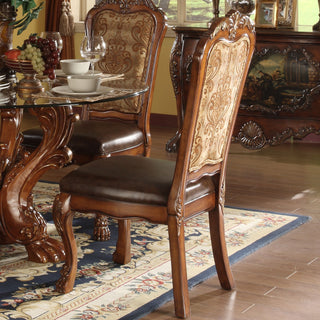 Sunvega Vintage Cherry Oak Side Chair with Claw Leg and Floral Trim