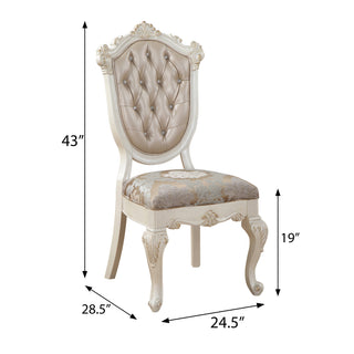 Sunvega Rose Gold and Pearl White Tufted Back Side Chairs with Floral Motifs
