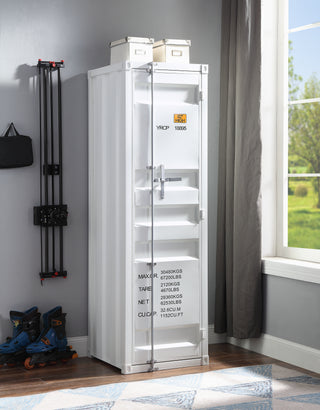 Sunvega Industrial White Cargo Wardrobe with Hanging Rod and Secure Lock