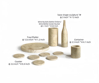 Sunvega Gold Yellow Beige Natural Marble 10-Piece Luxury Dining Room Accessories Set