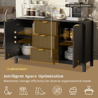 Sunvega Sideboard with Artistic Wave Design and Adjustable Shelves for Living Room
