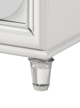 Sunvega Modern Pearl White Finish Nightstand with Spacious Drawers and Acrylic Legs