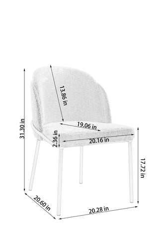 Sunvega Set of 2 Brown Leg White Seat Anti-Slip Dinning Chairs for Home