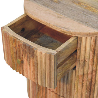 Sunvega Solid Mango Wood 3 Drawer Bedside Table with Oak Finish