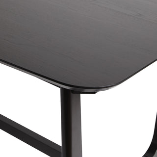 Sunvega Mid-Century Modern Dining Table with Trestle Base and Black Ash Veneer