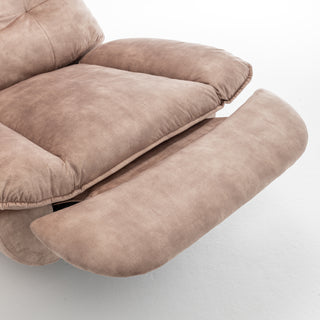Sunvega Ivory Gold-Stamped Velvet Recliner with Swivel Gliding Rocking and Mobile Phone Holder