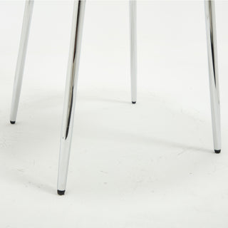 Sunvega Modern Design White Velvet Fabric Dining Chairs Set of 2 With Silver Legs
