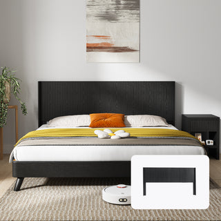 Sunvega Modern Farmhouse Queen Headboard with Realistic Wood Grain and 3D Carving