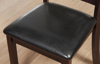 Sunvega Black PU Leather Dining Chair with Espresso Finish Wooden Legs and XX Backrest