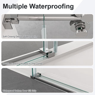 Sunvega Frameless Single Sliding Shower Door with 8mm Tempered Glass and Chrome Finish