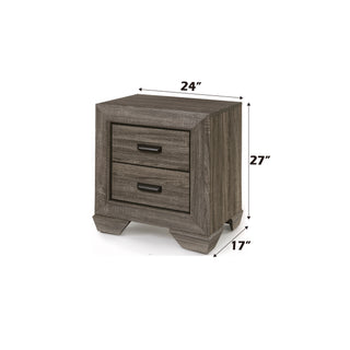 Sunvega Lyndon Weathered Gray Grain Finish Shaker Style Nightstand with Two Drawers