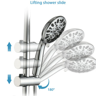 Sunvega No-Tool Installation 5 Inch Rain Shower & 7-Spray Handheld Combo with Slide Bar