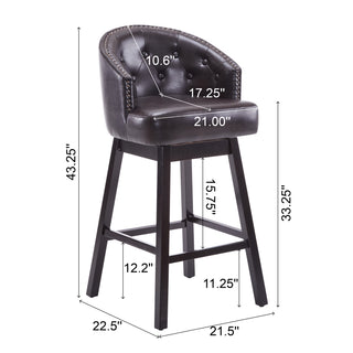 Sunvega 360 Swivel Upholstered Counter Stools Set of 2 with Backrest and Footrest