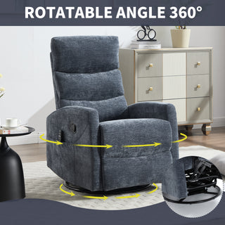 Sunvega Fabric Heat Massage Manual Recliner Chair with Rocker and Swivel for Living Room