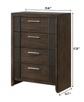 Sunvega Contemporary Brown Nightstand with Two Drawers and Rich Wood Finish