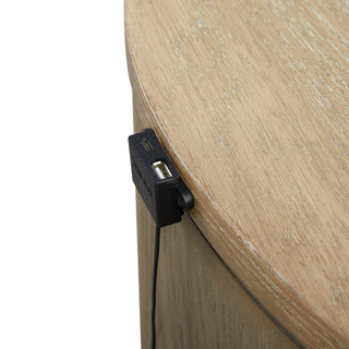 Sunvega Toffee Oval Nightstand with Soft-Close Drawers and USB Charging Ports