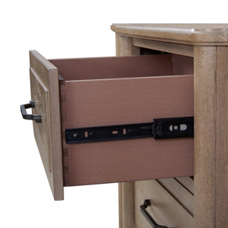 Sunvega Mindi Veneer Breakfront Dresser with Warm Sand Finish and Nine Drawers