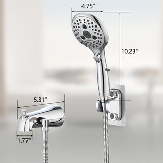 Sunvega Lift-Up Diverter Bathtub Faucet with 6 Settings Handheld Shower in Chrome