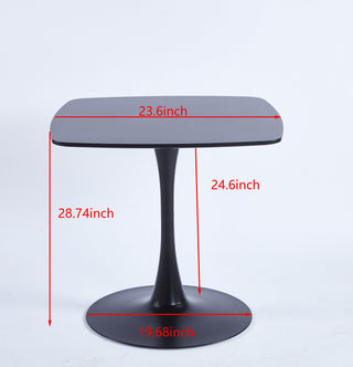 Sunvega 24 Inch Black Square Tulip Dining Table with Sturdy Metal Base for 2-4 Person