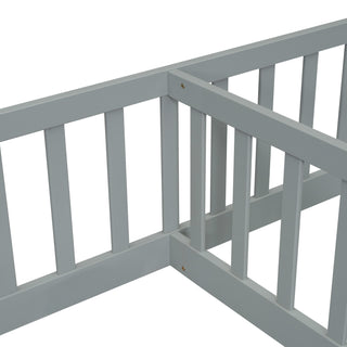 Sunvega Double Twin Floor Bed with Guardrails for Compact Rooms and Limited Space